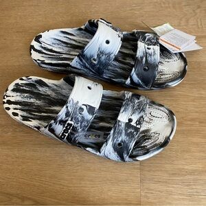 Ugg Charm Classic Marbled Sandals Black and White